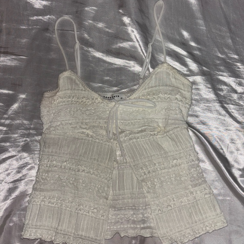White Lace Trimmed Women's Top